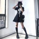 QWEEK Goth Maid Kleid Kawaii Gothic Milchmädchen Lolita Outfit Cosplay Kostüm E Mädchen Puffärmel Verbandkleid 2021 Mall Goth Emo