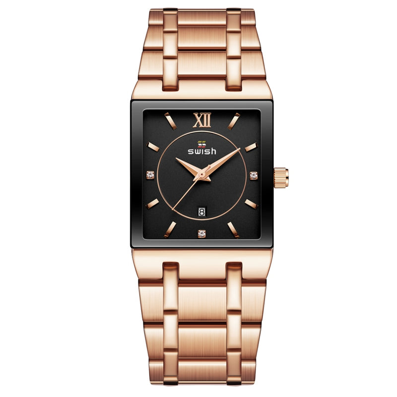 Top Relogio Feminino Luxo Goldene Armbanduhren Damenmode Quadratische Quarzuhr Damen Diamantuhr Weiblicher Top-Markenluxus