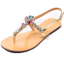 NUEVAS sandalias de playa de verano para mujer, zapatos de diamantes bohemios a la moda para mujer, chanclas con correa en T para mujer, zapatillas brillantes informales bohemias
