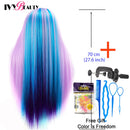 Schaufensterpuppenkopf mit 100% Hochtemperaturfaserhaar 65 cm Brautfriseurausbildung Perückenkopf mit Ständer Kosmetikpuppenkopf