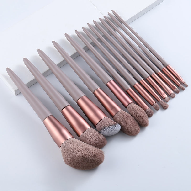 FLD 13pcs Natural Hair Makeup Brushes Set Professional Beauty Foundation Powder Blushes Eyeshadow Eyebrow Blending Brush Tools