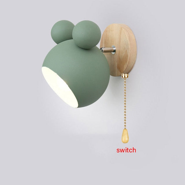 Nordic Wooden Wall Lamps Cute Cartoon Styling Coloful Wall Sconces Kitchen Restaurant Macaroon Decorative Bedside Lamp E27