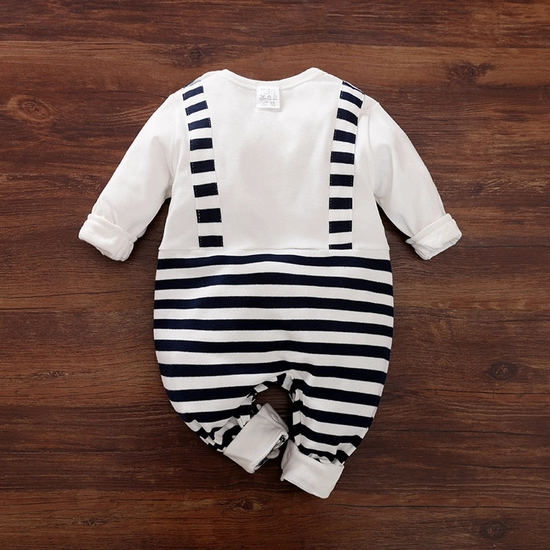 PatPat 2021 Neuer Frühlings- und Sommer-Herbst-Baby-Streifen-Langarm-Overall für Baby-Baby-Kleidung