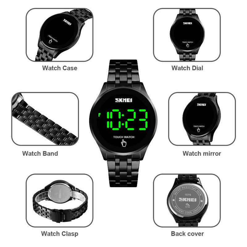 Reloj SKMEI de marca superior para Hombre, reloj LED con pantalla táctil, Relojes digitales Para Hombre, reloj de pulsera impermeable de 30M Para Hombre, Relojes Para Hombre 1579