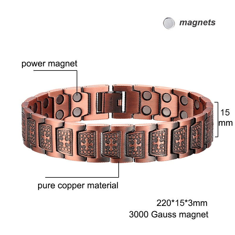 OKtrendy Copper Magnets Bracelets &amp; Bangles Men Bracelet Metal Healing Magnetic Cross Jesus Christ Wristband Jewellery Wholesale