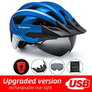 Victgoal casco de bicicleta LED montaña carretera USB recargable luz casco de ciclismo para hombre visera gafas hombres MTB bicicleta casco