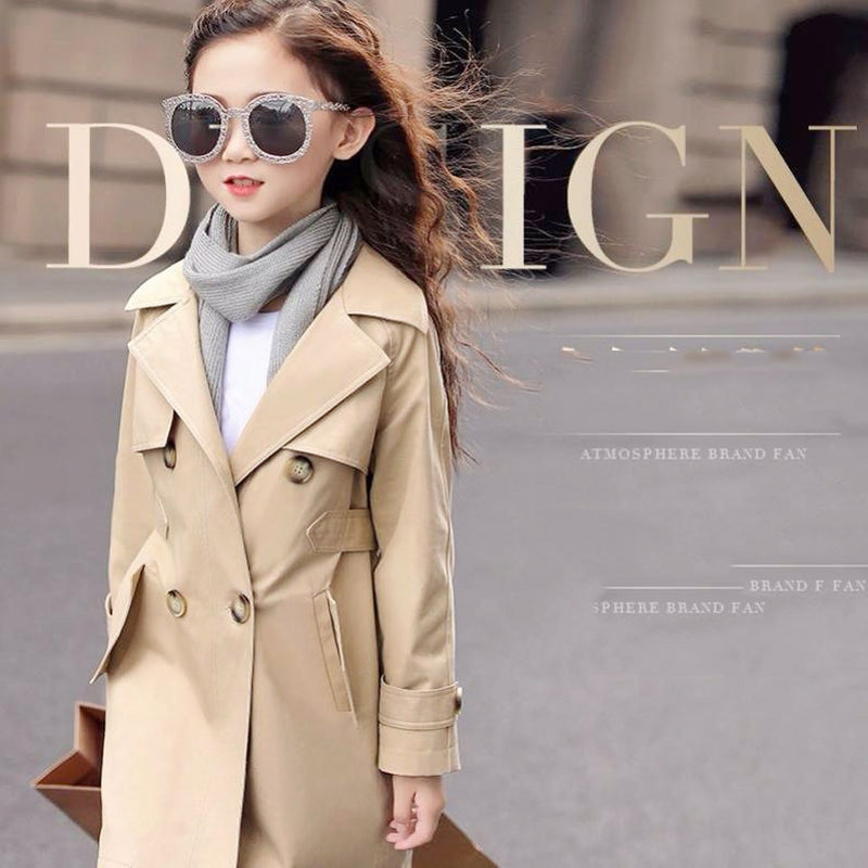 Jacket Girls Outerwear Full Windbreaker Kids Spring Autumn Kids Girls Clothes 6 8 10 12 14 Girls double breasted trench coat