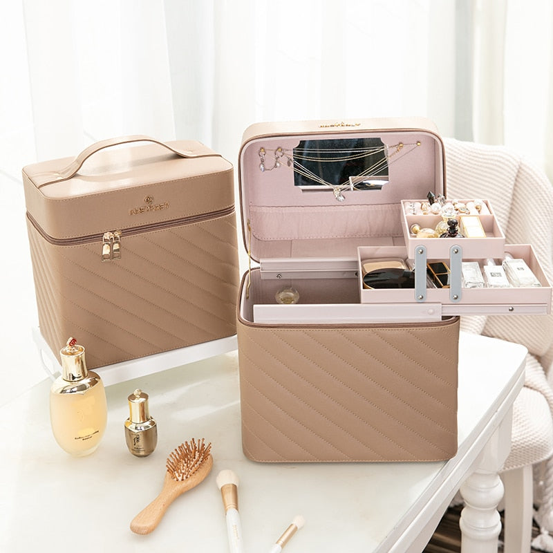 New Makeup Bag Fashion Toiletry Cosmetic  Storage Box Portable travel Make Up Suitcase