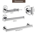 Shining Mirror Bathroom Hardware Set Round Towel Bar Toilet Paper Holder Towel Ring Robe Hook Stainless Steel DIY