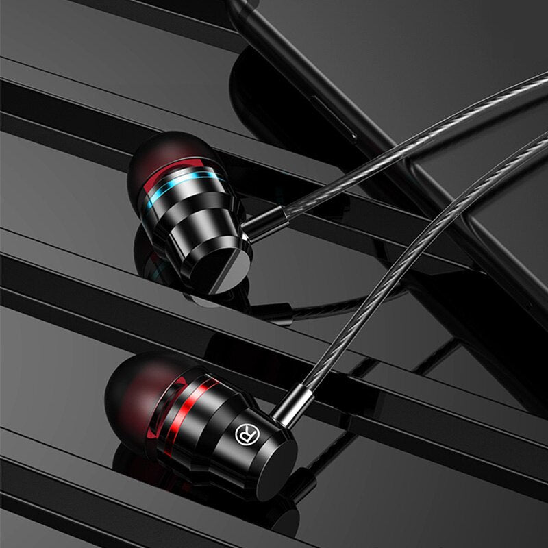 In Ear Stereo Earphone 3.5mm AUX Wired Control Earbuds With Mic In-ear Metal Bass Smartphone Earphone Sport Volume Music Headset