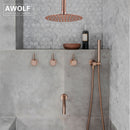 Bathroom Shower Set Brushed Rose Gold Simplicity Solid Brass Shower Faucet Shower Bath Mixer Tap Black And Chrome Color AH3023