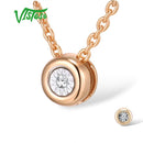 VISTOSO Gold-Anhänger für Damen, reines 14 Karat 585 Rosé-/Weißgold, Illusion-Set, Wunderteller, Diamant-Anhänger, runder Kreis, feiner Schmuck