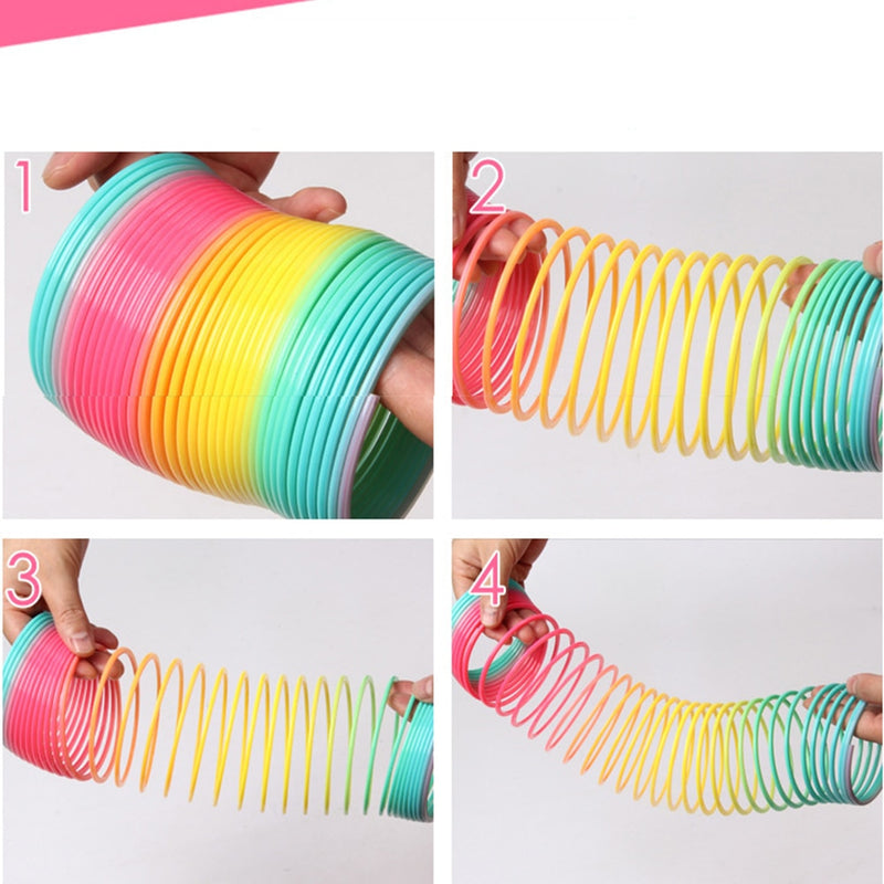 1pcs Rainbow Circle Funny Toys Early Development Educational Folding Plastic Spring Coil Children&
