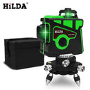 HILDA Laser Level 12 Lines 3D Level Selbstnivellierend 360 horizontales und vertikales Kreuz Super leistungsstarker grüner Laser Level