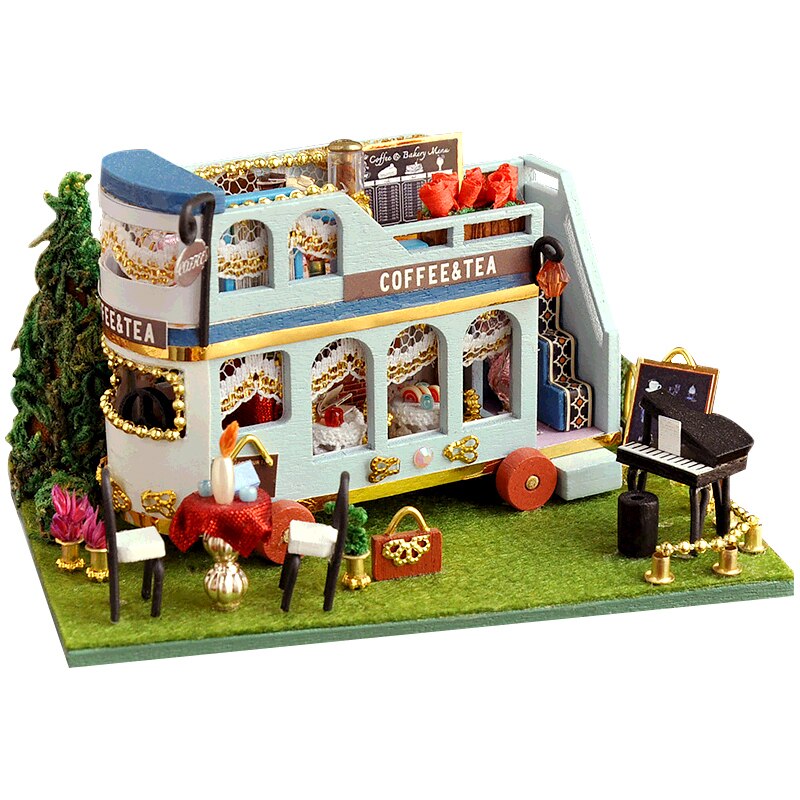 CUTEBEE diy Bücherecke Regaleinsatz Miniaturen Puppenhaus Holzmöbel 3D Puppenhaus Kit Spielzeug Geschenk für Mutter Freundin