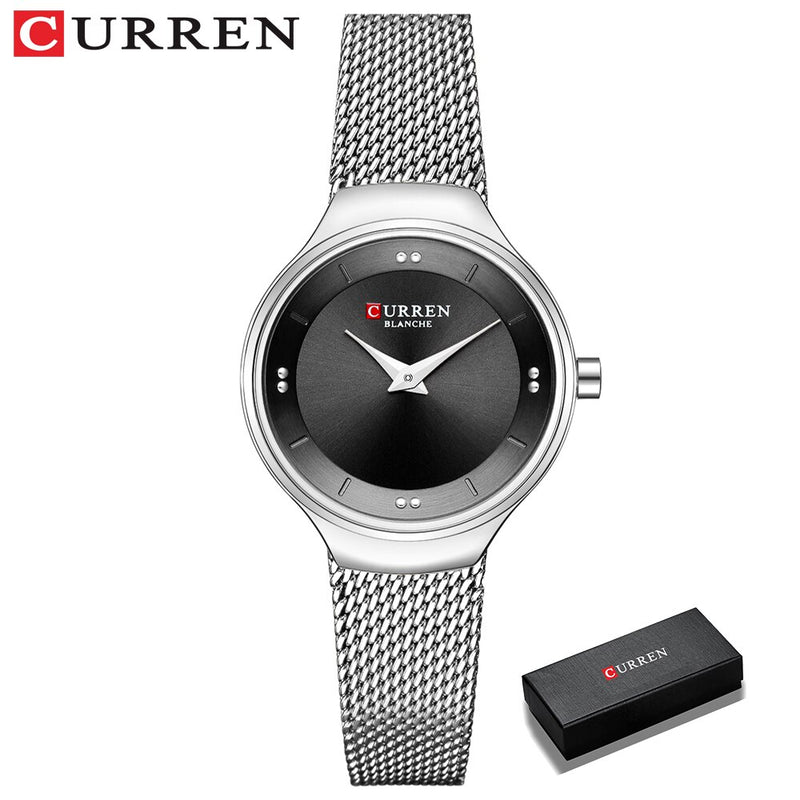 Elegante Damenuhren CURREN Mode Quarz Edelstahl Mesh Uhr Weibliche Einfache Armbanduhr für Damen Uhr reloj mujer