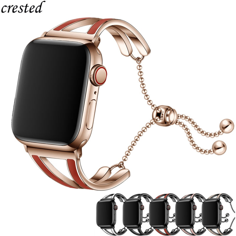 Women strap for Apple watch band 40mm 44mm Stainless steel metal belt correas bracelet iWatch band 38mm 42mm series 3 4 5 se 6