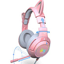 RGB Gaming 7.1 Stereo-Kopfhörer Rosa Headset Abnehmbares Katzenohr USB-Kabel mit Mikrofon-Rauschunterdrückung Für PS4/Xbox ein süßes Mädchen