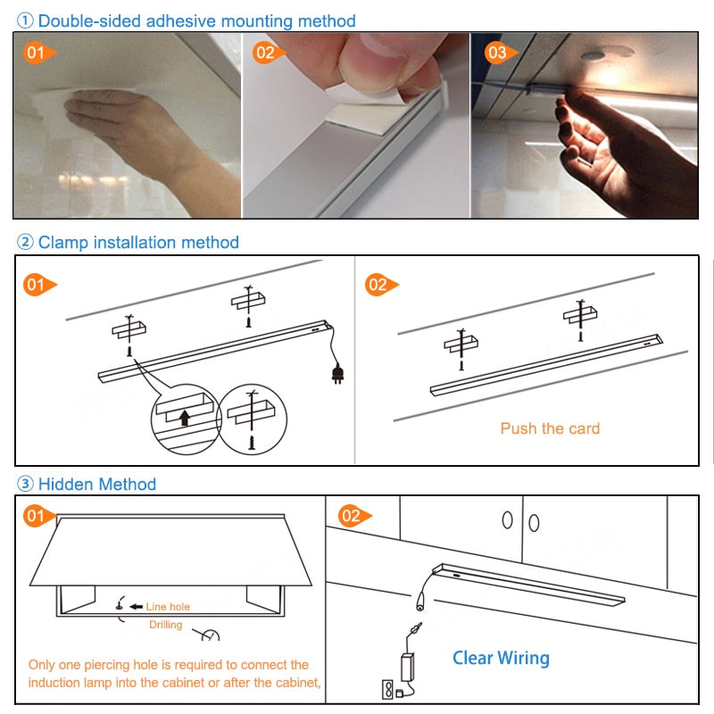 2Pcs/lot USB LED Under Cabinet Kitchen Lights 5V 3 Colors Hand Sweep Sensor Lamp LED Closet Light Bedroom Wardrobe Lighting