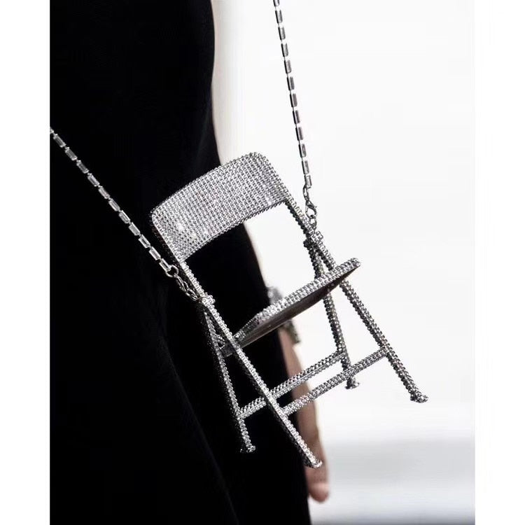 Bling Mini Chair Super süßer handgefertigter Strass Messenger Klappstuhl für persönliche Dekoration Schreibtischdekoration Wohnaccessoires