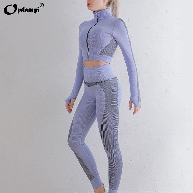 Neue 2-teilige Sets Damen Outfits Yoga Sets Nahtlose GYM Kleidung Sport Jaket Mantel Hohe Taille Legging Sportanzug Mädchen Fitness Wear