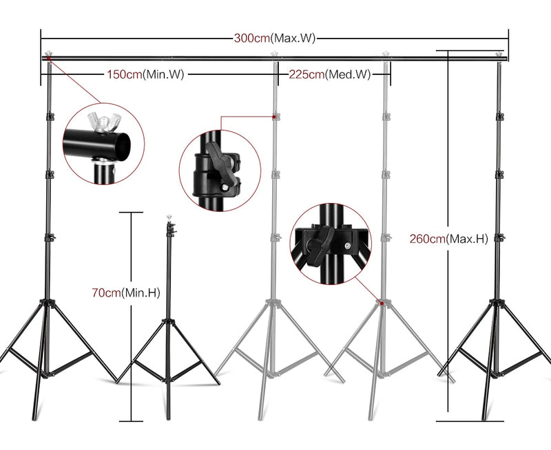 Photography Photo Studio Softbox Lighting Kit With 2.6x3M Background Frame 3pcs Backdrops Tripod Stand Reflector Board Umbrella