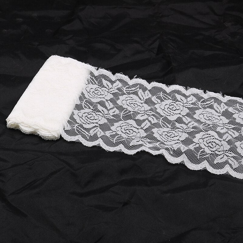 2 Yards Elastic Lace Ribbon Flowers Trim 150MM Wide Embroidery African Lace Fabric Trimmings For Wedding Dress Sewing Diy Crafts