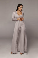 3-teiliges Set Damen-Bandage zum Schnüren mit langen Ärmeln, Strickjacke, lockerem, weitem Bein, Hose, Schlauchoberteil, 3-teiliges Set für weibliche Damenanzüge