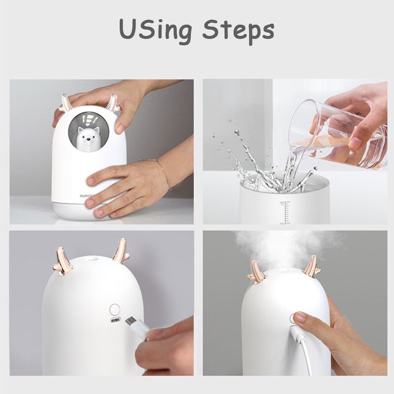 300 ML Mini Bär Luftbefeuchter USB Aromatherapie Aroma Ätherisches Öl Diffusor für Home Office Auto Cool Mist Maker LED Nachtlicht