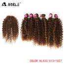 Tejido de pelo sintético Noble 16-20 pulgadas 7 unids/lote mechones de pelo rizado Afro con cierre de encaje africano para mujer extensión de cabello
