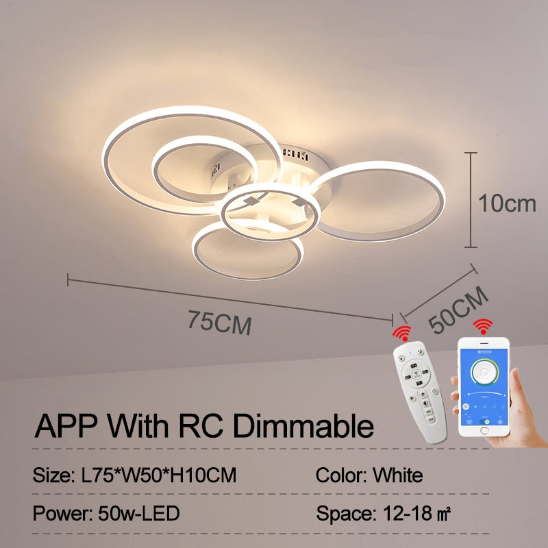 NEO Gleam Moderne LED-Deckenleuchten Lampe New RC Dimmable APP Circle Rings Designer für Wohnzimmer Schlafzimmer Deckenleuchten