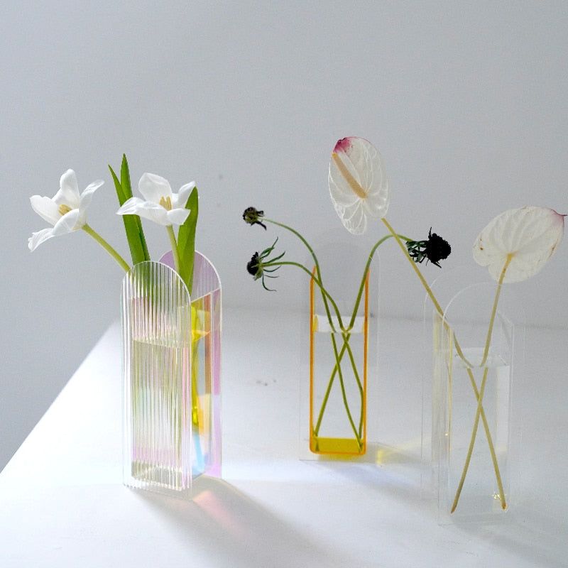 Acrylic Vase Dazzle Colorful Flower Vase Decoration Ornaments Small Vase Creativity Home Decoration