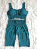 2 teile/satz Yoga Sets Frauen Nahtlose Shorts Hohe Taille Sporthose Outdoor Biker Leggings Frauen Sport Gym Set