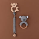 Mordedor de silicona para bebé, sonajero de madera, baberos de algodón de doble cara, muñecas para dormir, toalla calmante, accesorios de enfermera para recién nacidos