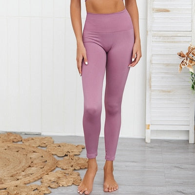 Trainingshose Gym Nahtlose Leggings Sport Damen Fitness Yogahose Hohe Taille Kompressionshose Sport Yoga Leggings Sportbekleidung