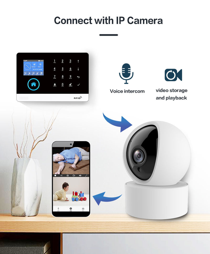 GauTone WiFi GSM Alarm System Tuya Smart Life App Control for Home Security with IP Camera RFID Card Security Alarm Smart House