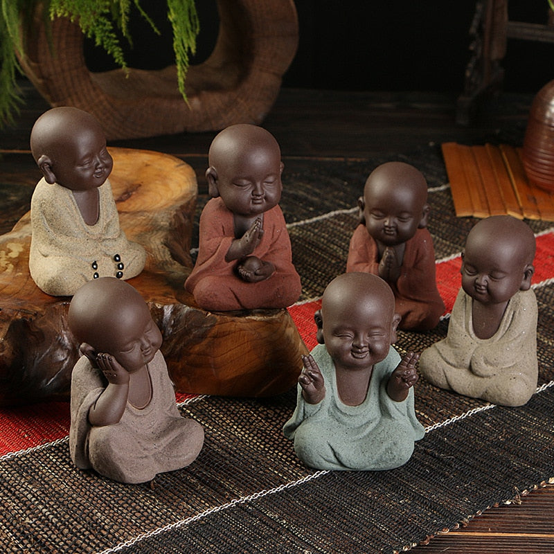 VILEAD, estatuas de Buda de cerámica, Mini escultura moderna de monje, juego de té, estatuilla, figuritas en miniatura para accesorios de decoración del hogar