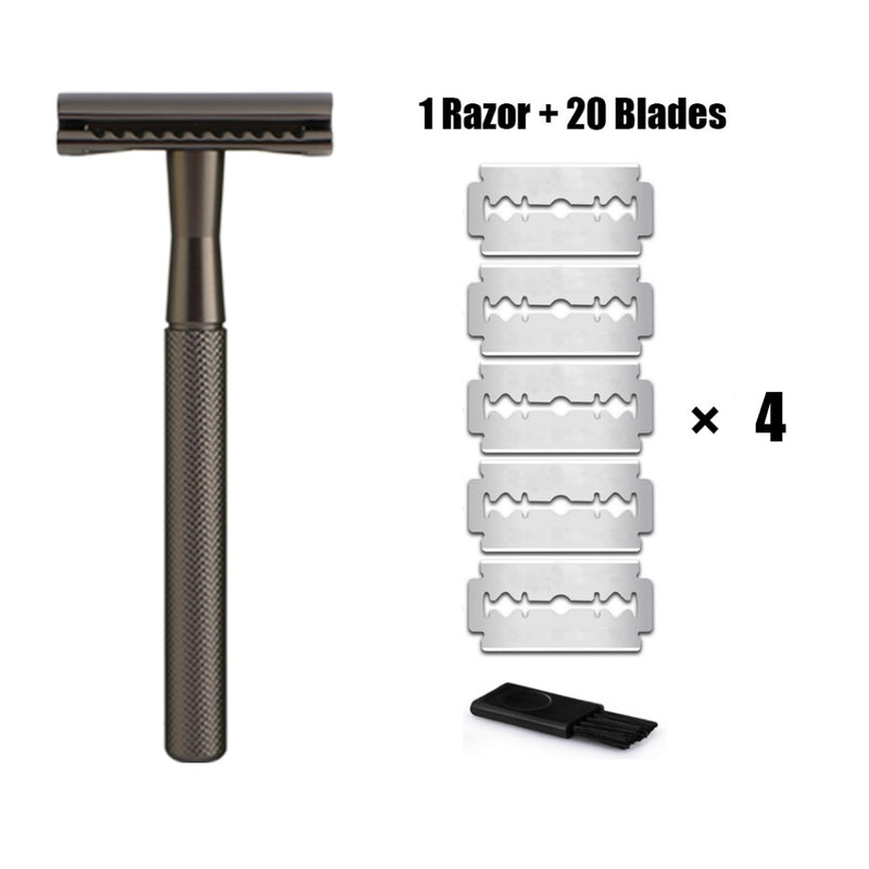 HAWARD Double Edge Safety Razor For Men&Women Classic Manual Metal Shaving Razor With 20 Shaving Blades Reusable&Plastic Free