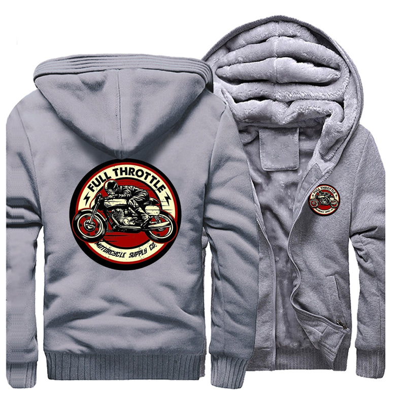 2022 invierno hombres sudadera gruesa Full Throttle Cafe Racer Rockabilly Biker chaqueta con cremallera polar cálido hombres espesar sudaderas con capucha