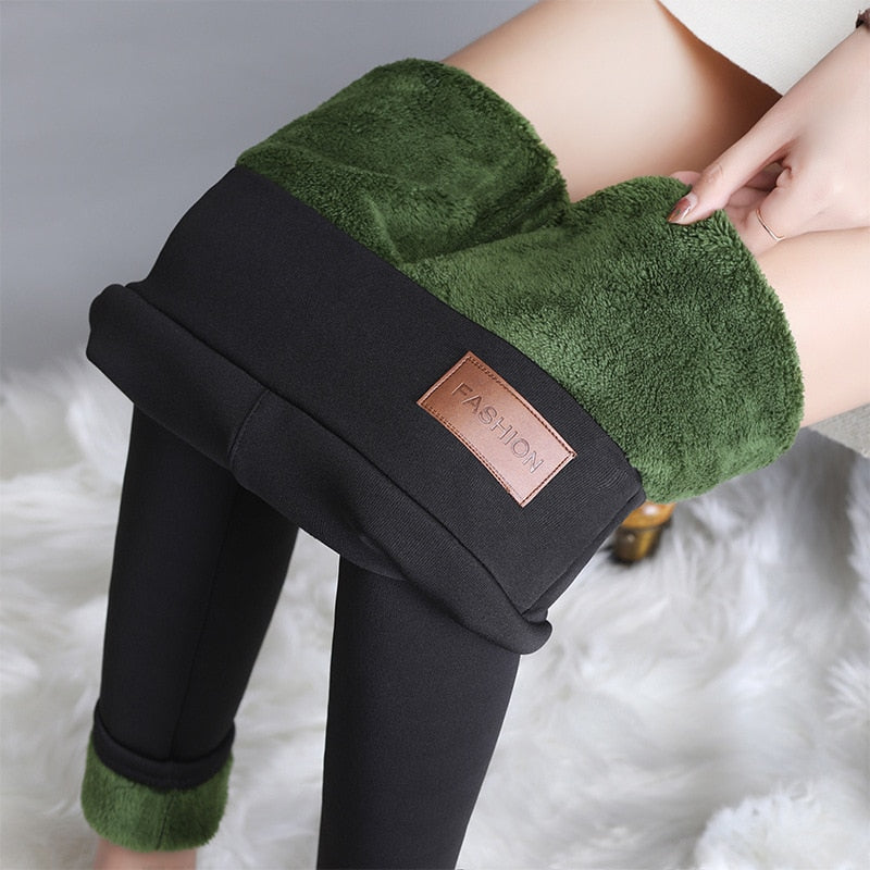 Leggings de invierno para mujer de Seoulish, novedad de 2022, pantalones cálidos, mallas calentadas de Cachemira adelgazantes gruesas de terciopelo elegante con forro polar para mujer