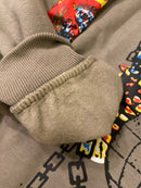 Retro Hip Hop Skull Letter Graffiti Fleece Hooded Hoodies for Men and Women High Street Loose Casual Pullover Sweatshirts