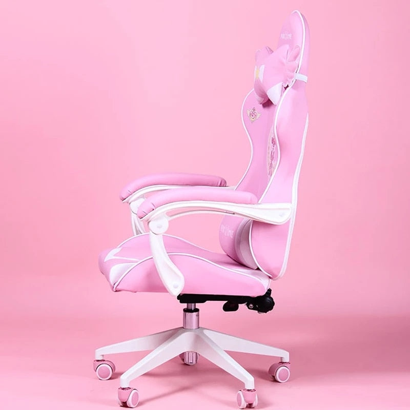Pink Magic Gaming Chair Girl Game Competitive Rotating Chair Home Liftable Computer Chair Fashion Comfortable Anchor Live Chair
