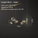 Schwarzer LED-Kronleuchter, klare Glaskugel, moderne lange Pendelleuchte für Esszimmer, Bar, Restaurant, Café, Büro, Hängeleuchte