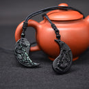 1 Set Obsidian Taichi Dragon and Phoenix Necklace Pendant YIN YANG Pendant Necklace Obsidian Lucky Pendants