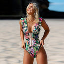 2022 Sexy Print Bademode Frauen Badeanzug Rückenfreier Badeanzug Bandage Beachwear Rüschen Badeanzug Schwimmen Monokini