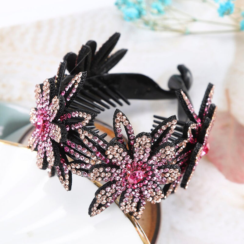 Fashion Women Bun Crystal Hair Claw Horsetail Buckle Hair Clip Bird Nest Expanding Hair Accessories Female Ponytail Headwear