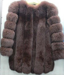 Faux Fox Fur coat Women Slim Faux Fur Jacket Long coat Winter Faux Fox Fur Coat stripe luxury fashion 4XL white,blue,purple