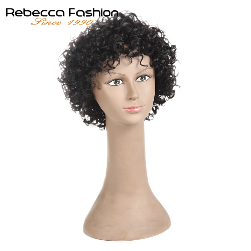 Rebecca Short Loose Curly Wigs For Black Women Brazilian Remy Bouncy Curly Human Hair Wigs Short Wig Blond Red Cosplay Full Wig