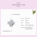 bamoer Dazzling Cross Metal Beads with Silicone Stopper Charm for Women Sterling Silver Fashion Jewelry Accessories SCC1292