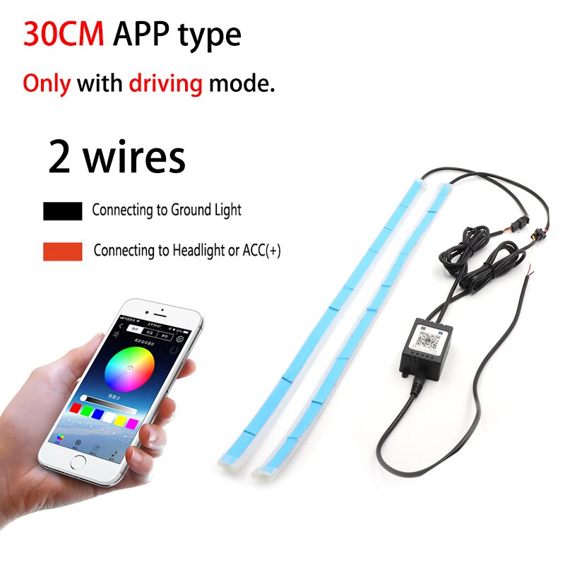 2 Stücke Universal Flexible Fließende RGB Tagfahrlicht DRL Multi Farbe LED Streifen Blinker Für Scheinwerfer